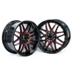 17 Inch 4X100/4X114.3 Gloss Black Red Spokes Alloy Wheel Rims - Image 4