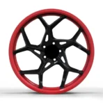 5 Holes Hyper Black Red Machined Lip Forged Alloy Car Wheels - Image 4