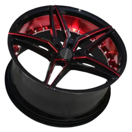 AC01 Staggered Gloss Black Red Inner Deep Concave Car Rim Alloy Wheels 19-22 Inch
