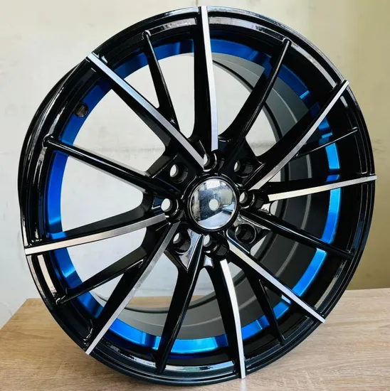 High Quality 15 Inch Black Machined Face & Red Inner Lip Car Alloy Wheels