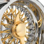 New Forgiato Custom 28-Inch Front and Rear Wire Wheels of Different Widths Allchrome/Gold Wire Wheel - Image 3