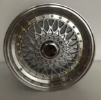 Ouya 8X100/114.3 Silver Machined Lip Gold Rivet Alloy Car Wheel - Image 3
