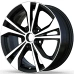 Replica 5 Holes Car Wheel Rim Set Black Color Silver Machined Face China Car Accessories Alloy Wheel and Wheel Rim
