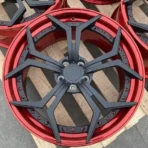 Two-Piece Forged Black Painting Spokes and Red Lip 5 Holes Car Wheel - Image 2