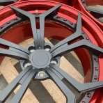 Two-Piece Forged Black Painting Spokes and Red Lip 5 Holes Car Wheel - Image 3