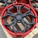 Two-Piece Forged Black Painting Spokes and Red Lip 5 Holes Car Wheel - Image 4