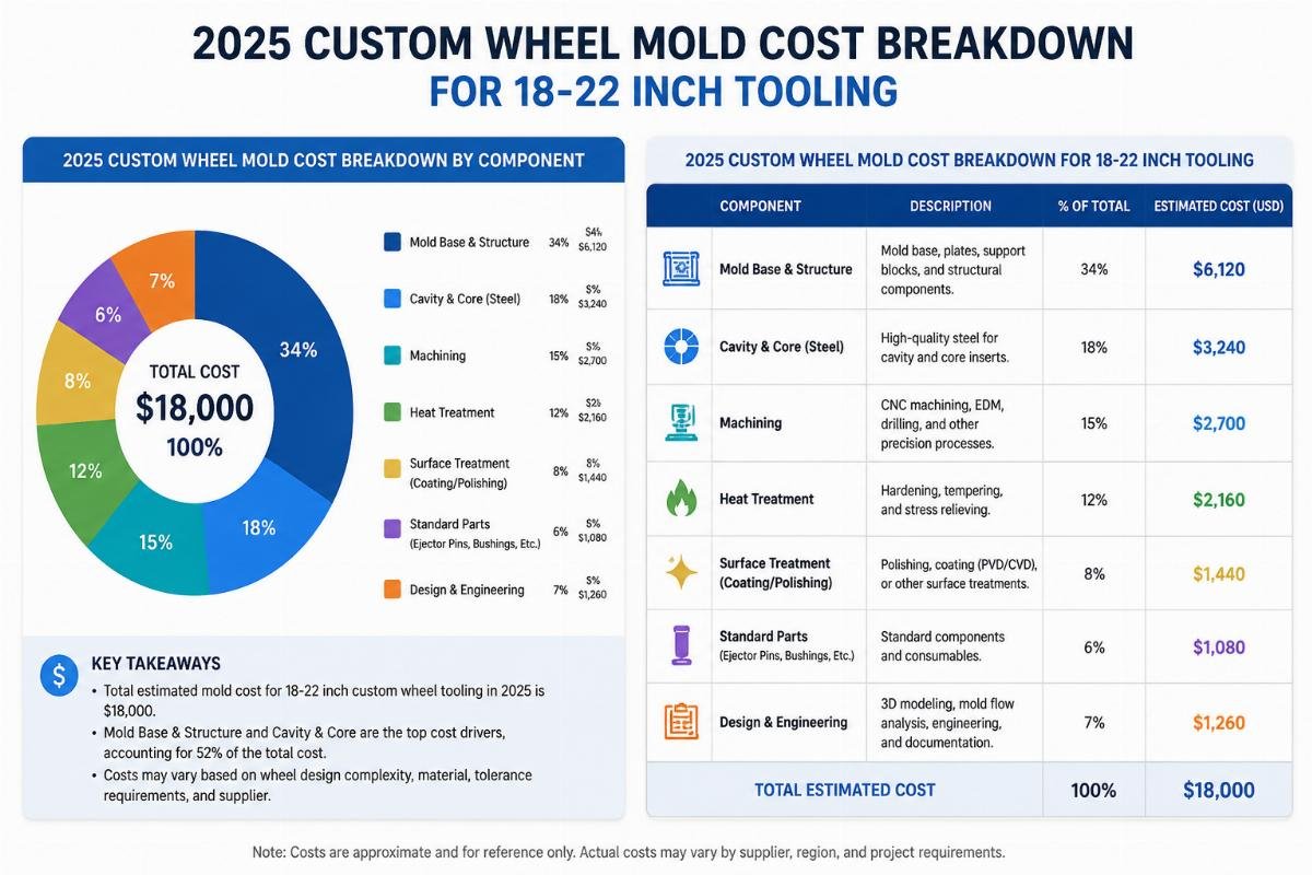 2025 custom wheel mold cost breakdown for 18-22 inch tooling