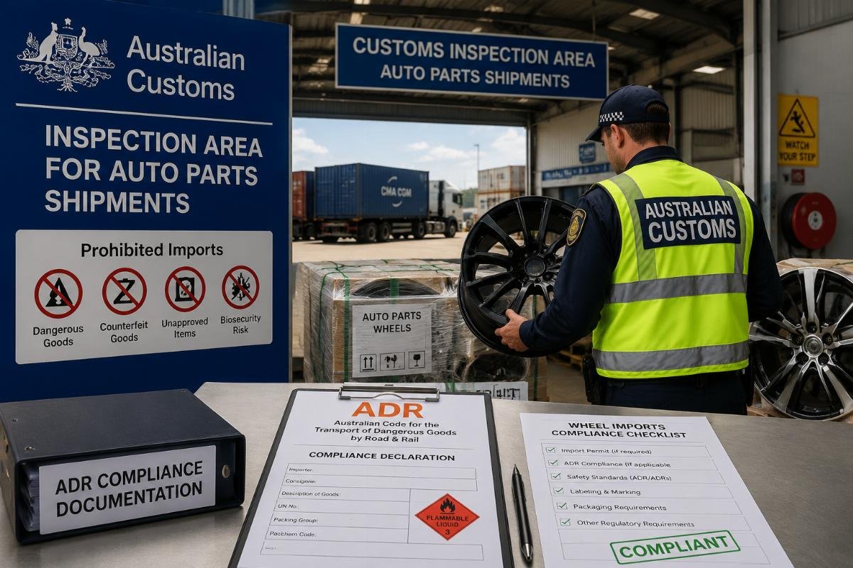 Australian customs inspection area for auto parts shipments