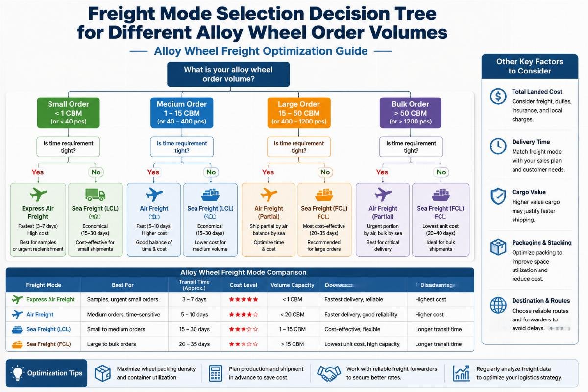 alloy wheel freight optimization guide Freight mode selection decision tree for different alloy wheel order volumes