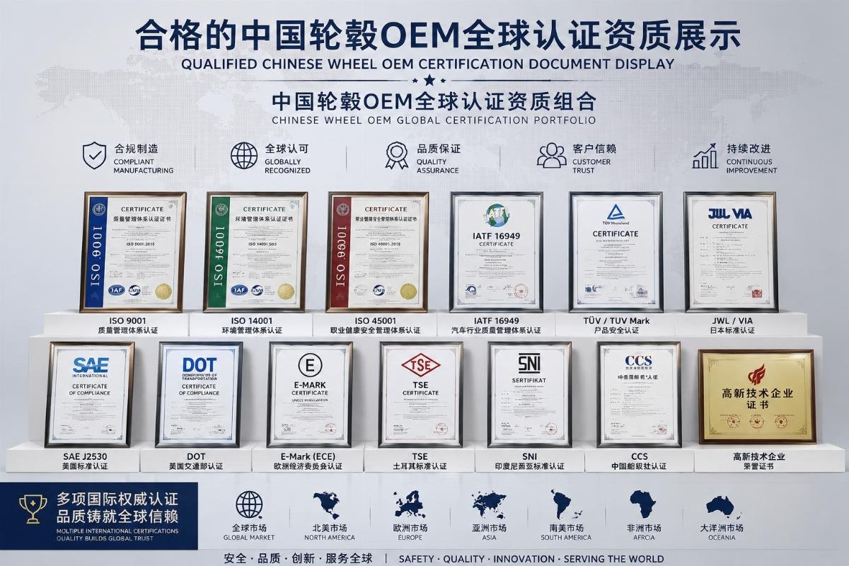 Chinese wheel OEM global certification portfolio Qualified Chinese wheel OEM certification document display