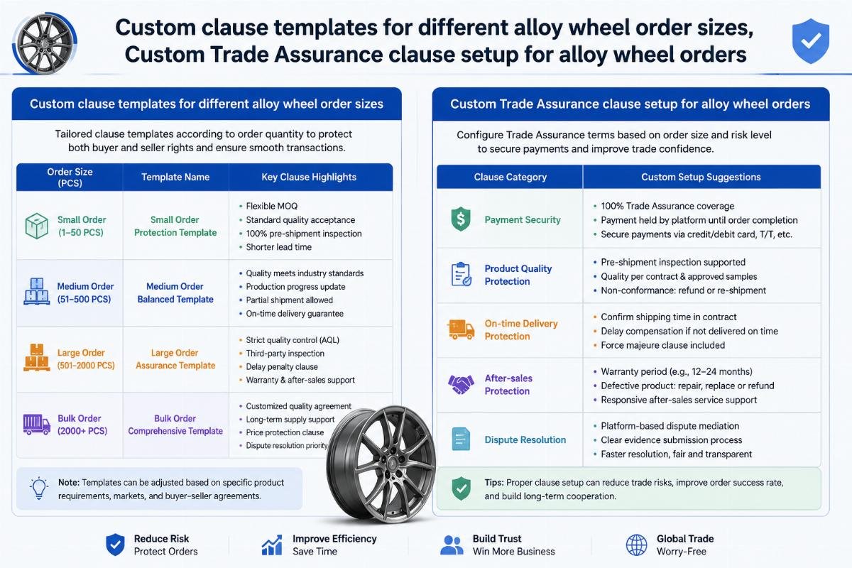 Custom clause templates for different alloy wheel order sizes