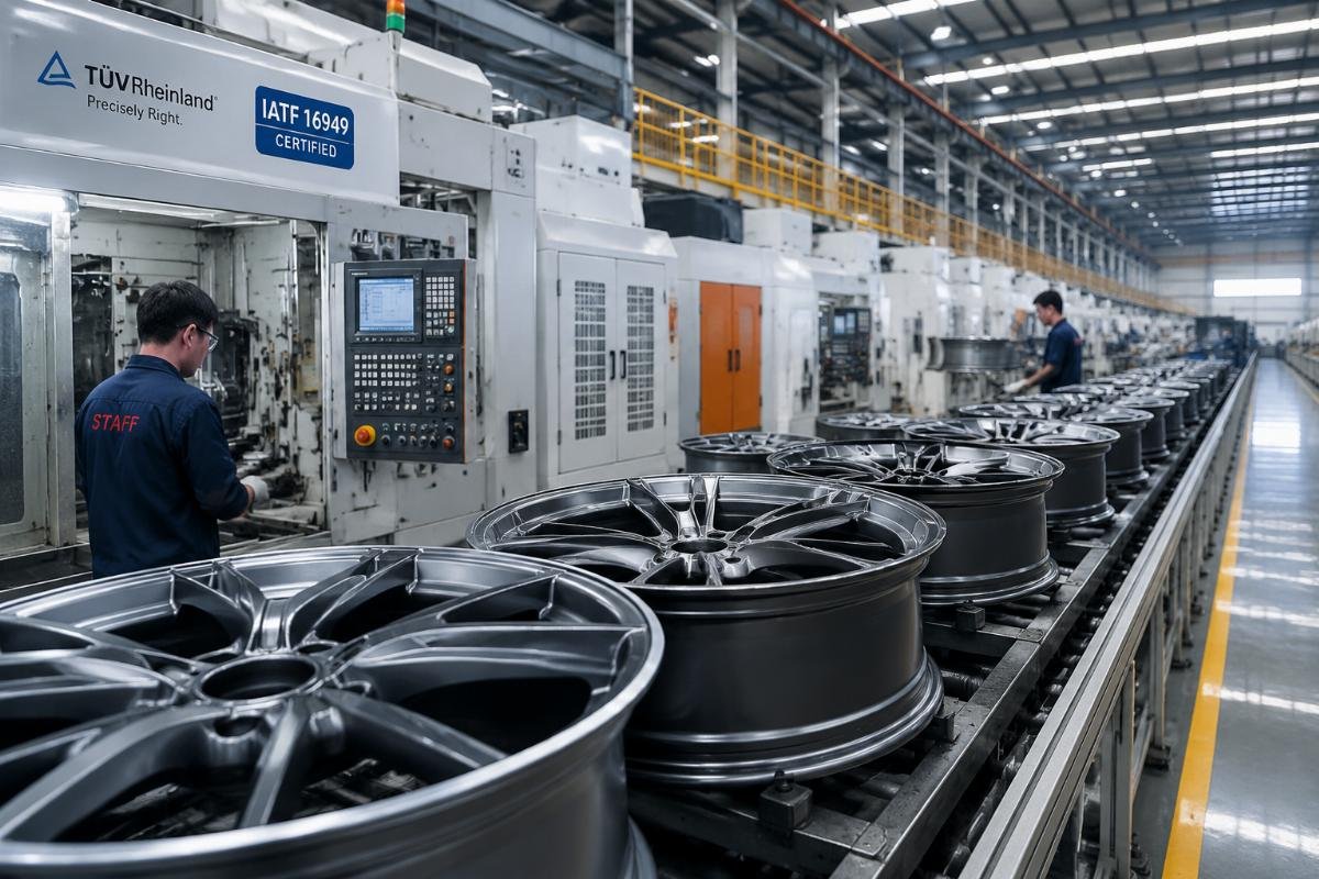 custom wheel production process A production line of custom alloy wheels at a certified Chinese manufacturing facility