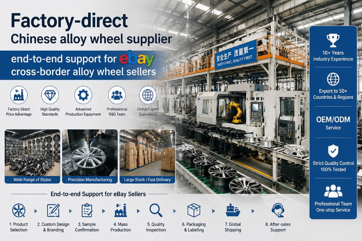 end-to-end support for eBay cross-border alloy wheel sellers Factory-direct Chinese alloy wheel supplier production facility
