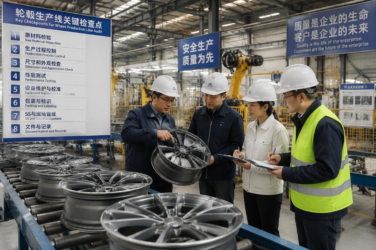 On-site inspection of wheel production line at a Chinese manufacturing facility