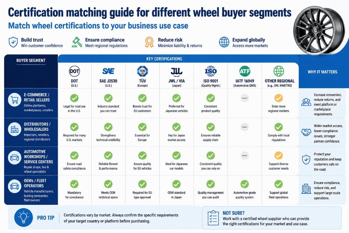 Certification matching guide for different wheel buyer segments