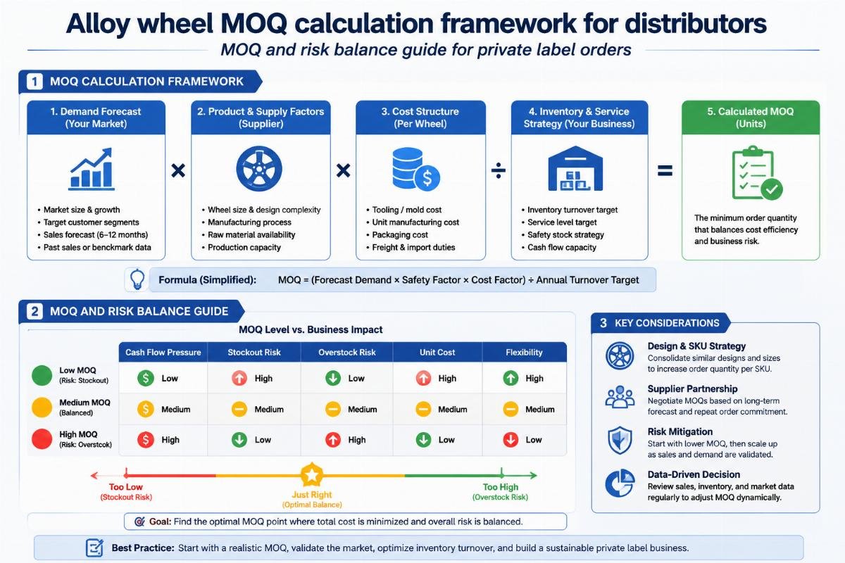 MOQ and risk balance guide for private label orders Alloy wheel MOQ calculation framework for distributors