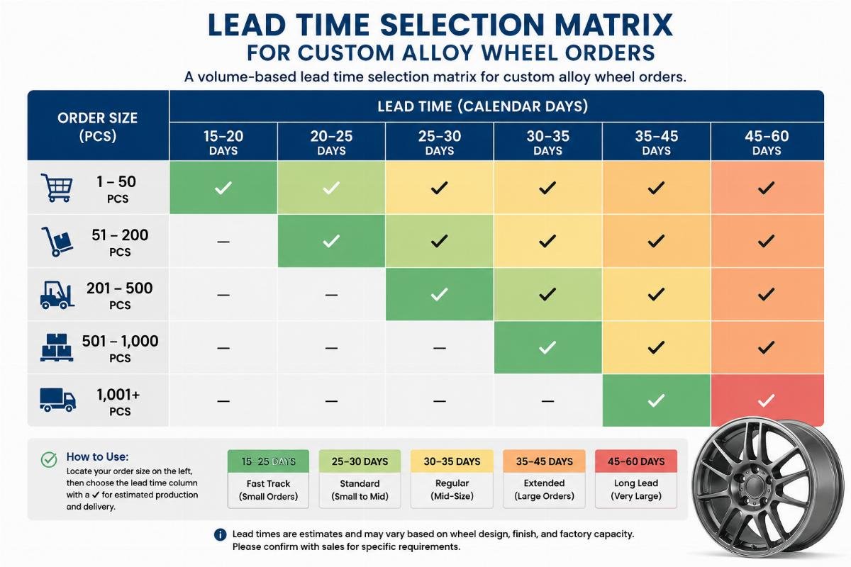 order size lead time matrix A volume-based lead time selection matrix for custom alloy wheel orders