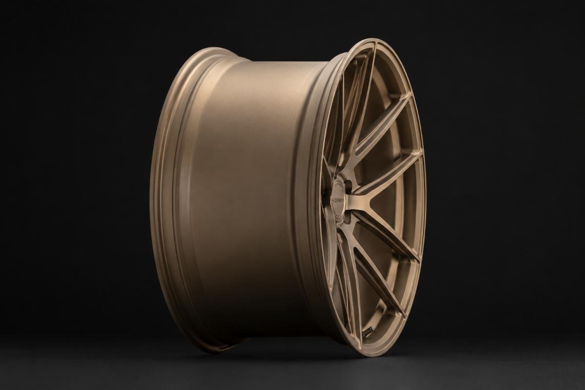 Side profile of a 20-inch deep concave show wheel with matte bronze finish