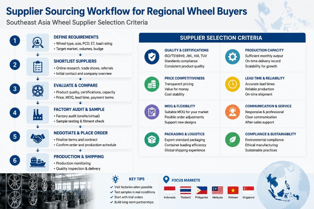 Southeast Asia wheel supplier selection criteria Supplier sourcing workflow for regional wheel buyers